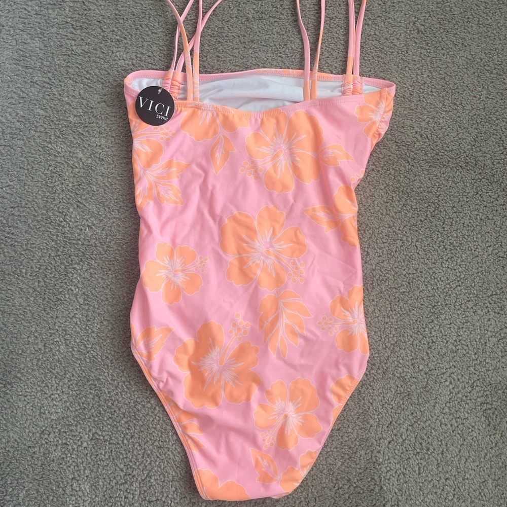 VICI Pink and Orange Floral Swimsuit